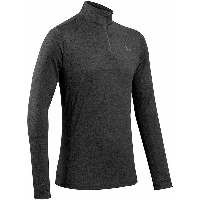 Women's Long Sleeve T-shirt with Button Detail -More Mile Core Half Zip Long Sleeve Mens Running Top - Grey Women's Long Sleeve T-shirt with Button Detail -More Mile Core Half Zip Long Sleeve Mens Running Top - Grey