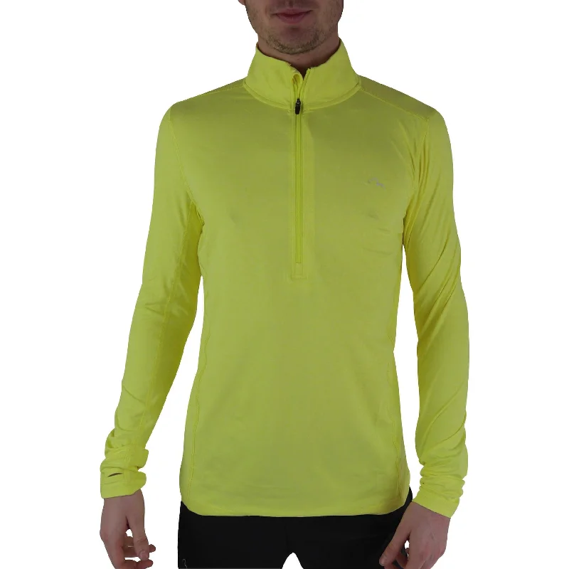 Women's Stylish Long Sleeve T-shirt for Women -More Mile Half Zip Long Sleeve Mens Running Top - Yellow