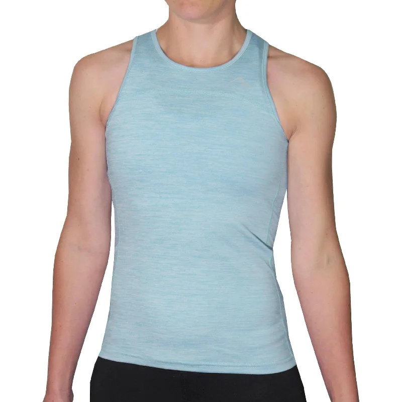 Women's Tank Tops with Mesh Details -More Mile Heather Girls Training Vest Tank Top - Blue