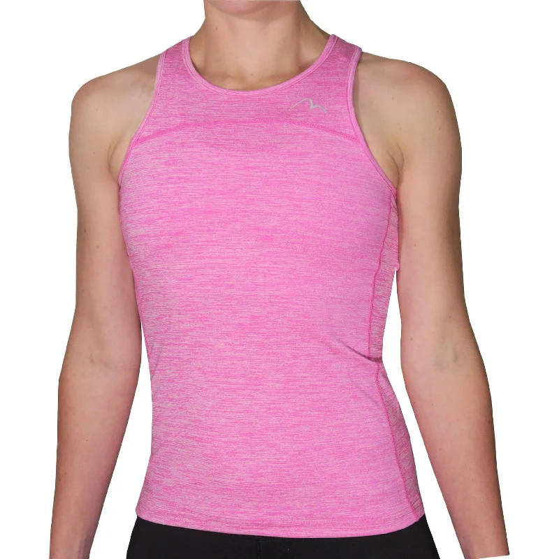 Women's Spaghetti Strap Tank Tops -More Mile Heather Girls Training Vest Tank Top - Pink