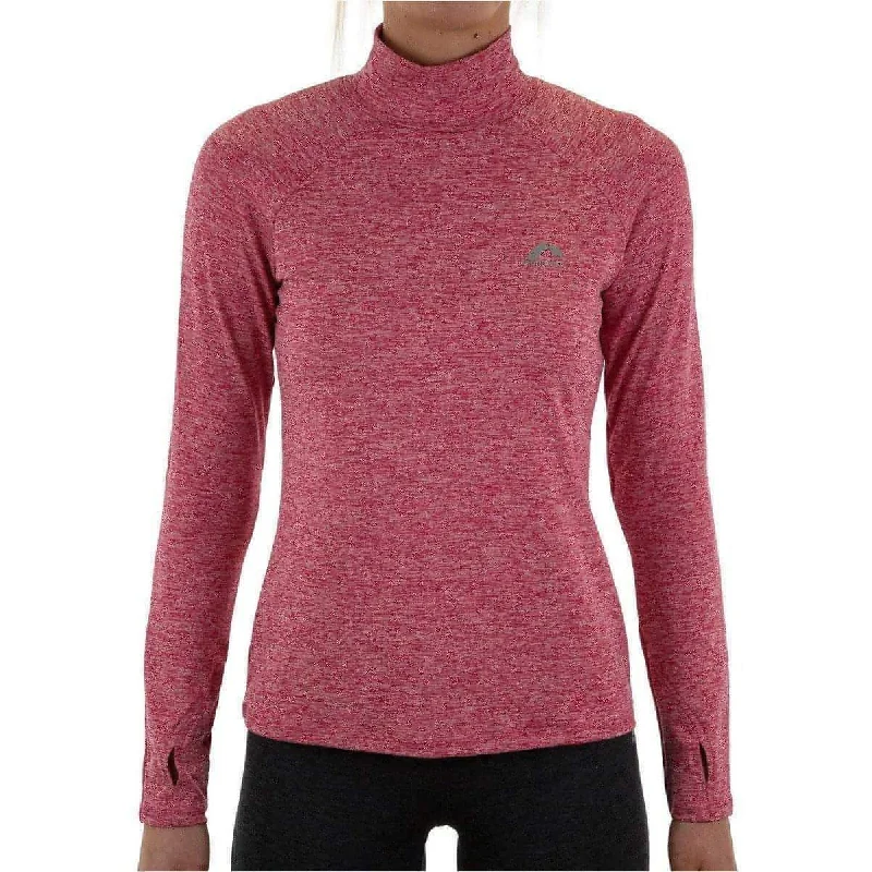 Women's V-neck Long Sleeve T-shirt -More Mile Train To Run Womens Long Sleeve Funnel Neck Running Top - Pink Women's V-neck Long Sleeve T-shirt -More Mile Train To Run Womens Long Sleeve Funnel Neck Running Top - Pink