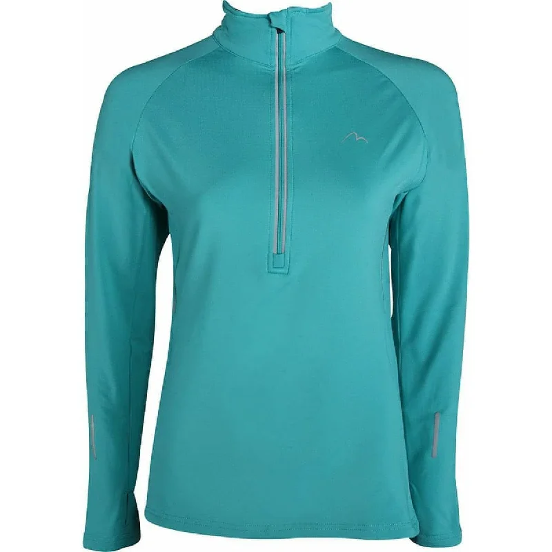 Women's Long Sleeve T-shirt with Pockets -More Mile Vancouver Half Zip Long Sleeve Womens Running Top - Teal Women's Long Sleeve T-shirt with Pockets -More Mile Vancouver Half Zip Long Sleeve Womens Running Top - Teal