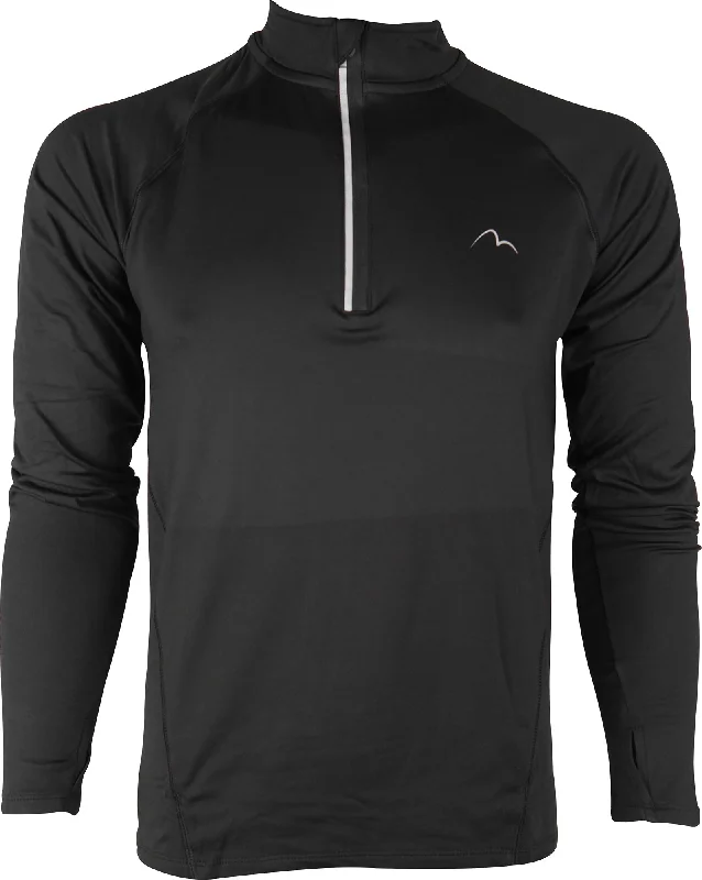 Women's Long Sleeve T-shirt for Simple Layering -More Mile Vivid Half Zip Long Sleeve Mens Running Top - Black