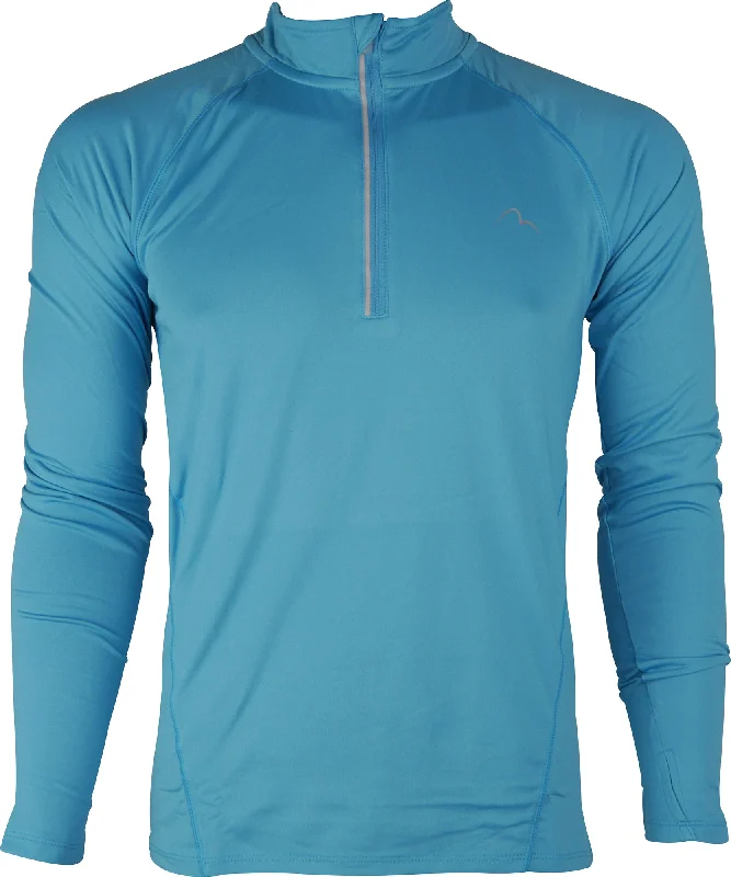 Women's Relaxed Long Sleeve T-shirt for Cold Weather -More Mile Vivid Half Zip Long Sleeve Mens Running Top - Blue