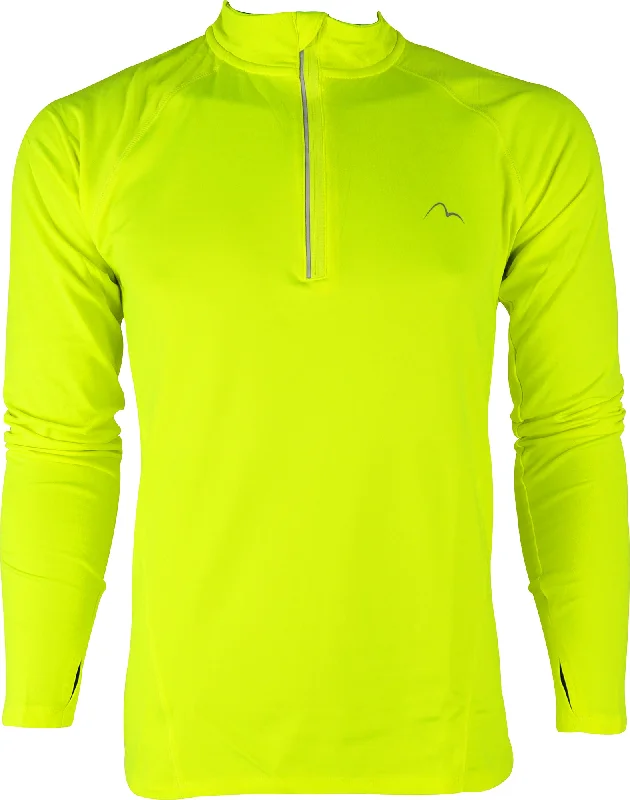 Women's Flattering Long Sleeve T-shirt -More Mile Vivid Half Zip Long Sleeve Mens Running Top - Yellow