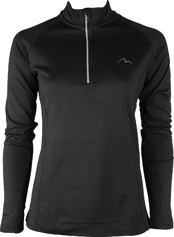 Comfortable Women's Long Sleeve T-shirt -More Mile Vivid Half Zip Long Sleeve Womens Running Top - Black