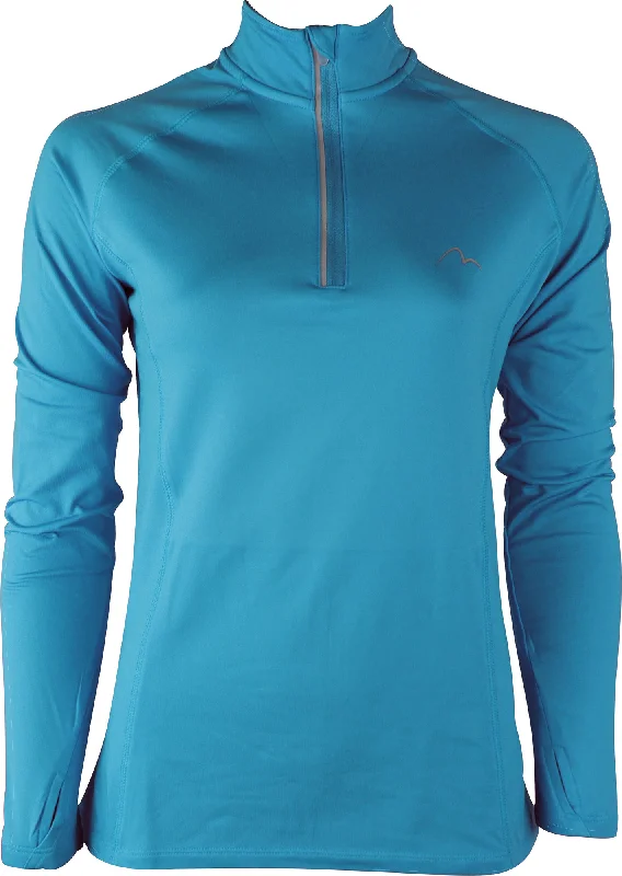 Stylish Women's Long Sleeve T-shirt -More Mile Vivid Half Zip Long Sleeve Womens Running Top - Blue Stylish Women's Long Sleeve T-shirt -More Mile Vivid Half Zip Long Sleeve Womens Running Top - Blue