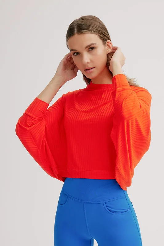 Women's V-neck Long Sleeve Tee for Layering -Poppy Drupe Long Sleeve