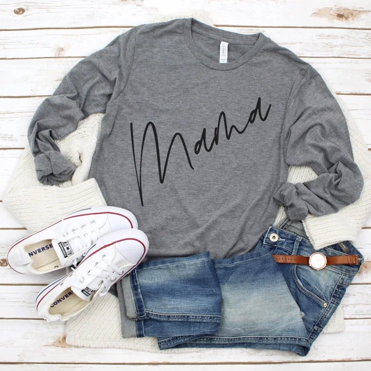 Women's Activewear Long Sleeve T-shirt -Mama Diagonal • Long Sleeved