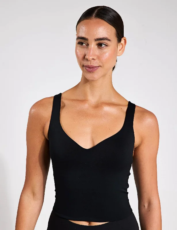 Women's V-neck Camis for Easy Styling -Alate Bra Tank - Black/Cool Grey