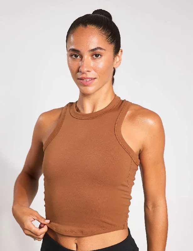 Women's Versatile Camis for Every Day -One Fitted Dri-FIT Cropped Tank Top - Light British Tan/Black