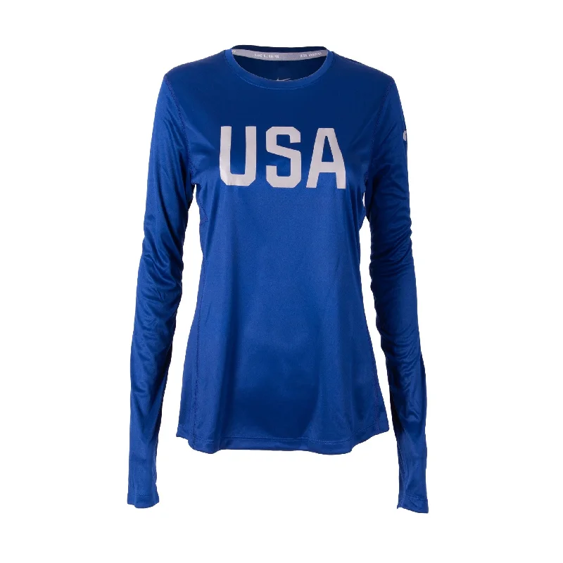 Women's Long Sleeve T-shirt with Bold Print -Nike USA Women's Official Rio Team Miler Long Sleeve Women's Long Sleeve T-shirt with Bold Print -Nike USA Women's Official Rio Team Miler Long Sleeve