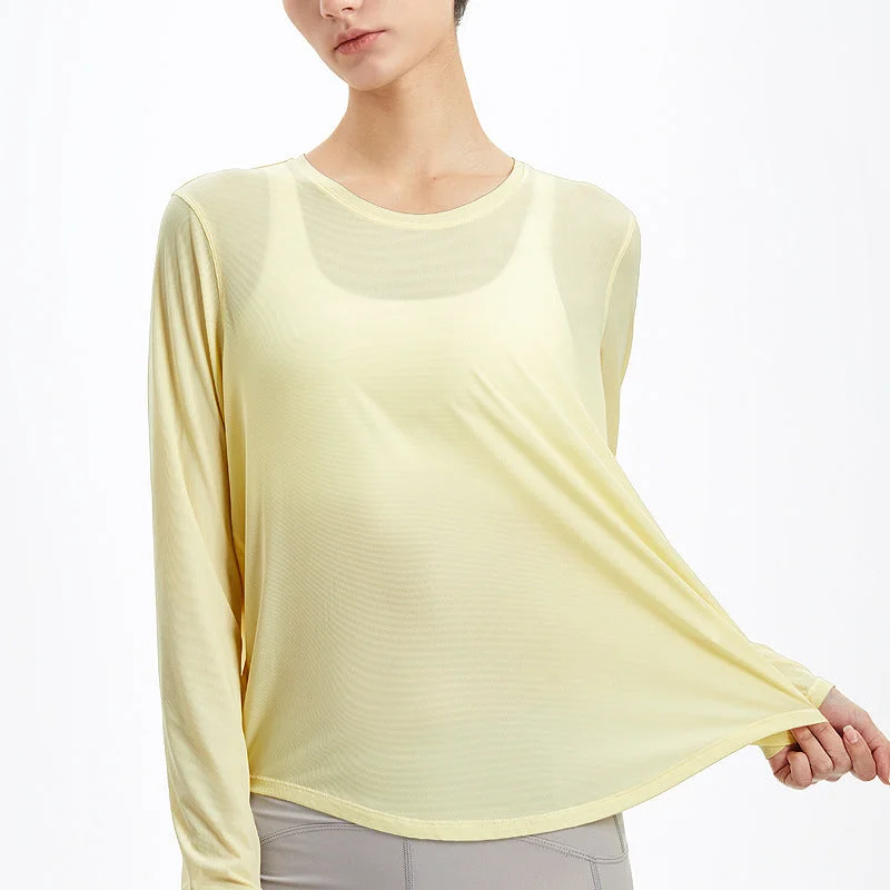 Women's Long Sleeve Fitness T-shirt -Outdoor yoga top women loose running fitness wear top smock quick dry long sleeve Women's Long Sleeve Fitness T-shirt -Outdoor yoga top women loose running fitness wear top smock quick dry long sleeve