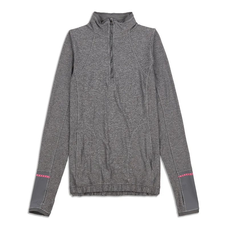 Women's Trendy Long Sleeve T-shirt -Pace Pusher Zip Long Sleeve Shirt - Resale