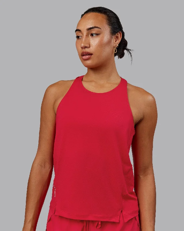 Women's Stretchable Camis for Comfort -Pace Running Tank - Scarlet