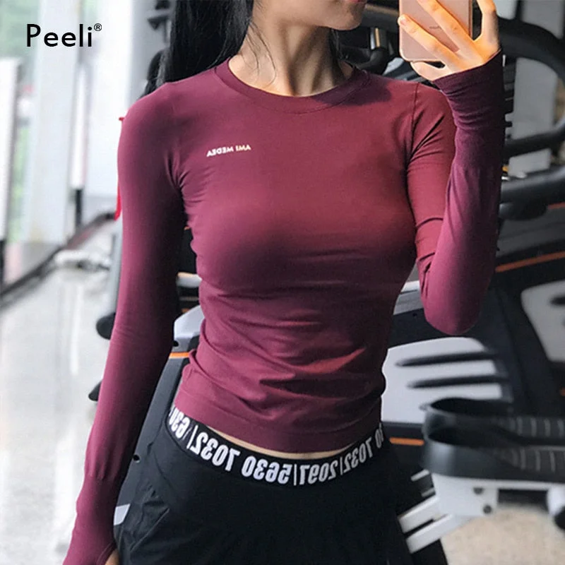 Women's Classic Long Sleeve T-shirt for Fashionable Women -Peeli Long Sleeve Yoga Shirts Sport Top Fitness Yoga Top Gym Top Sports Wear for Women Gym Femme Jersey Mujer Running T Shirt Women's Classic Long Sleeve T-shirt for Fashionable Women -Peeli Long Sleeve Yoga Shirts Sport Top Fitness Yoga Top Gym Top Sports Wear for Women Gym Femme Jersey Mujer Running T Shirt