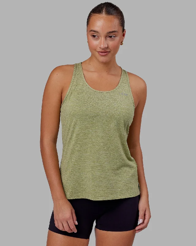 Women's Ruffle Tank Tops -Perform VapourFLX Tank - Moss Stone Marl
