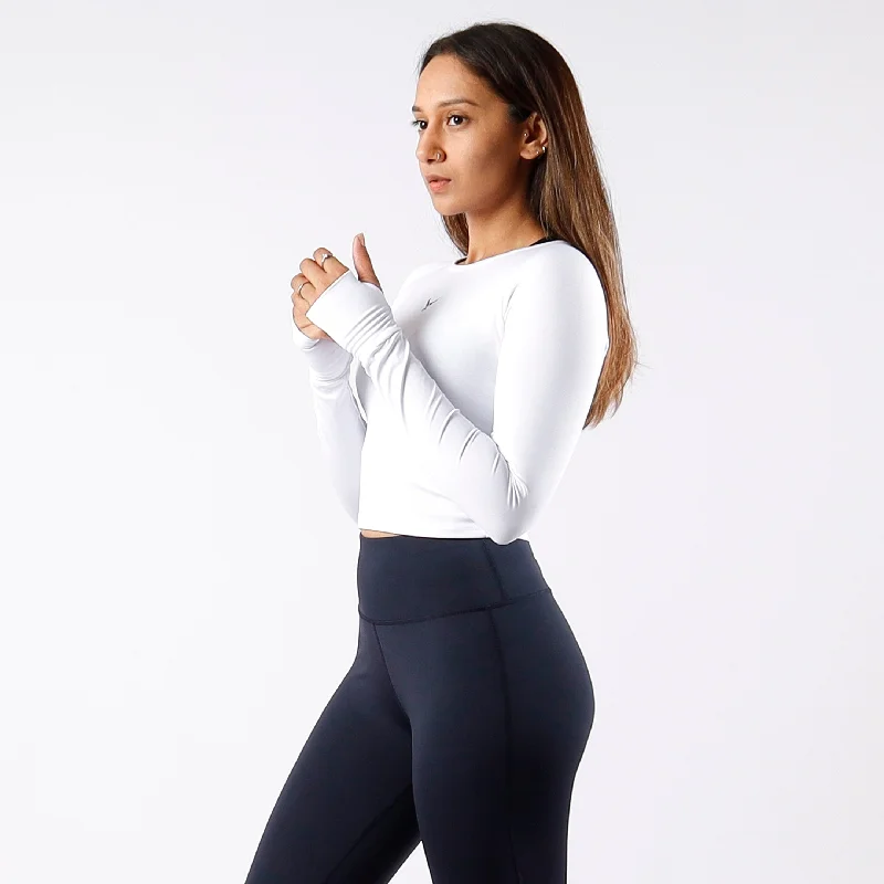 Women's Loose Fit Long Sleeve T-shirt -Performance Long Sleeve Crop Top