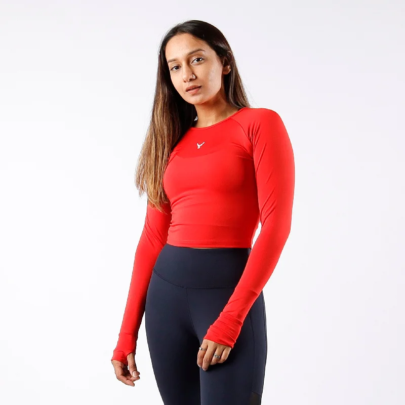 Women's Plus-size Long Sleeve T-shirt -Performance Long Sleeve Crop Top