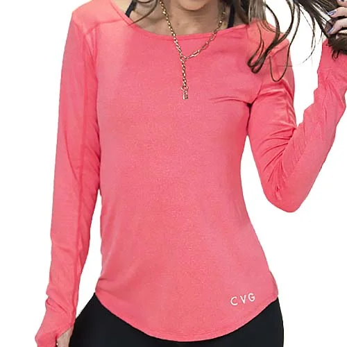 Women's Stylish Long Sleeve T-shirt with Cuff Details -Performance Long Sleeve Shirt | Watermelon Women's Stylish Long Sleeve T-shirt with Cuff Details -Performance Long Sleeve Shirt | Watermelon