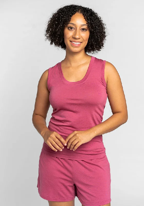 Women's Camisoles with Built-in Support -Phoebe Lounge Tank - Red Violet