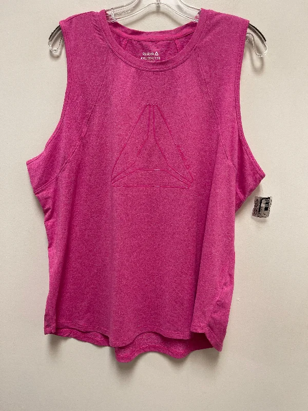 Women's Camis for Layering Under Blouses -Pink Athletic Tank Top Reebok, Size 2x