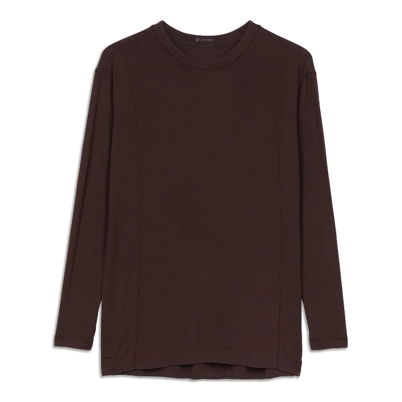 Women's Soft and Stretchy Long Sleeve T-shirt -Pleated Back Long Sleeve Shirt - Resale