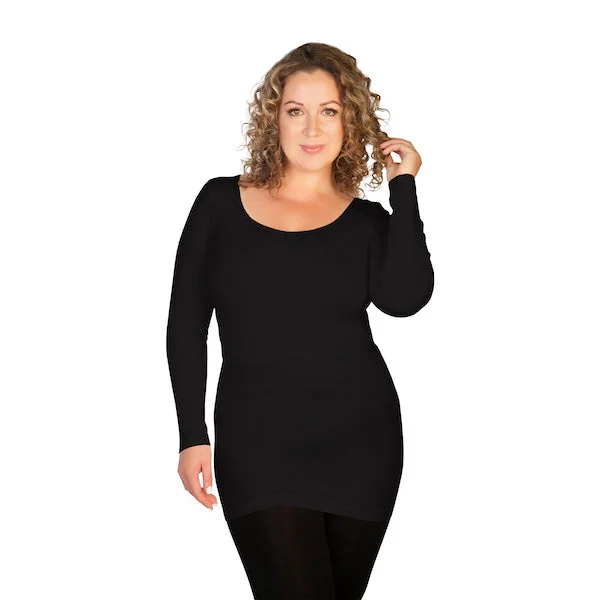 Women's Soft Long Sleeve T-shirt for Fall -Plus Long Sleeve Scoop