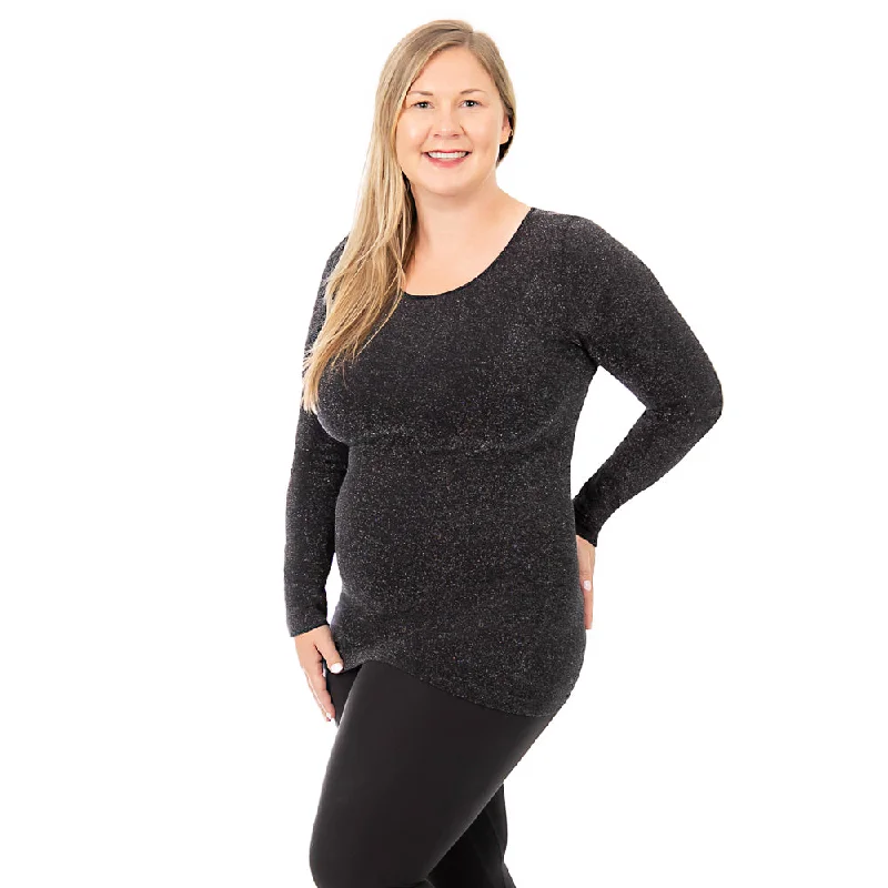 Women's Long Sleeve T-shirt for Winter -Plus Sparkle Long Sleeved Crew