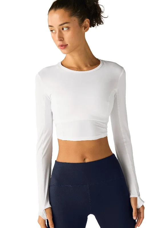 Women's Comfortable Long Sleeve T-shirt for Daytime -Powerbeyond Lite Airshield Long Sleeves Cropped Top - Lunar White Women's Comfortable Long Sleeve T-shirt for Daytime -Powerbeyond Lite Airshield Long Sleeves Cropped Top - Lunar White