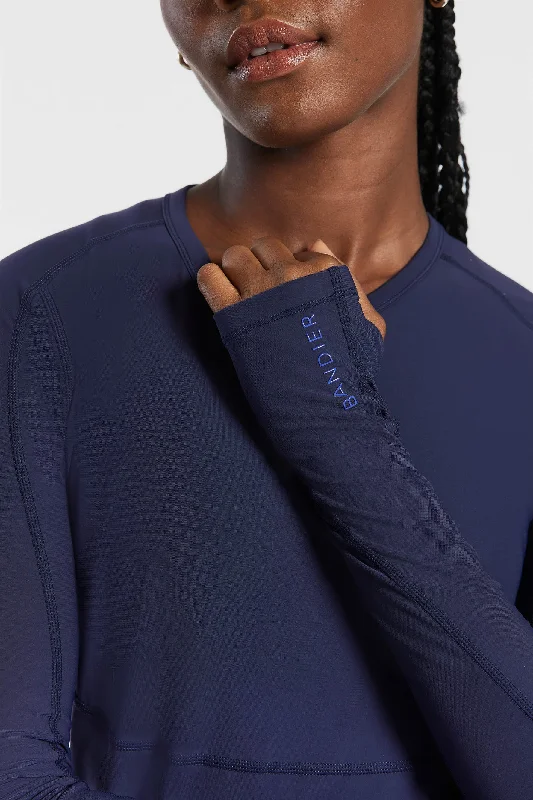 Women's Soft Long Sleeve T-shirt -Pro Fleece Seam Long Sleeve Top - Navy Blazer