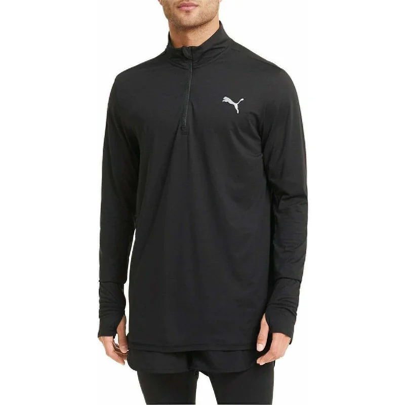 Women's Cozy Long Sleeve Tee for Outdoor Wear -Puma Favourite Half Zip Long Sleeve Mens Running Top - Black