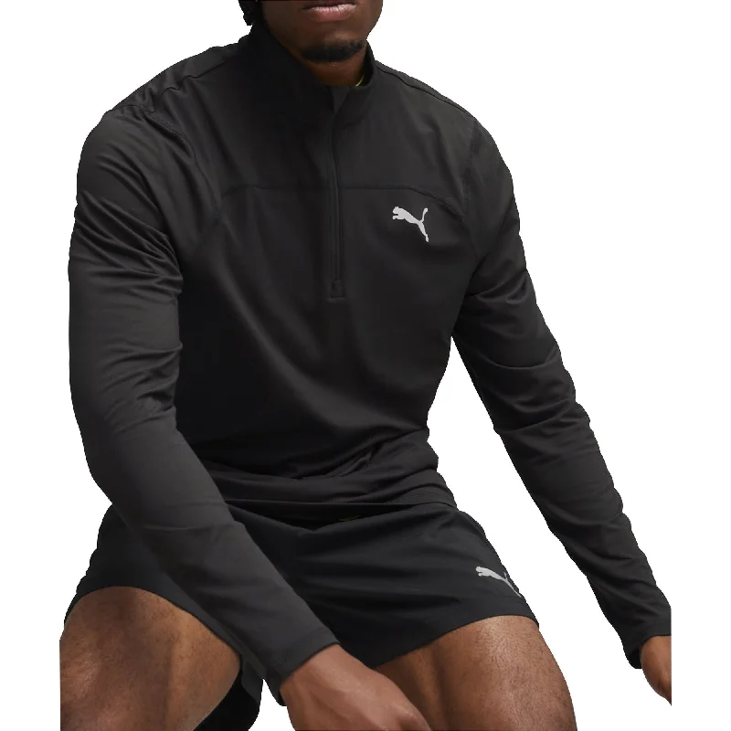 Women's Comfy Casual Long Sleeve T-shirt -Puma Run Cloudspun Half Zip Long Sleeve Mens Running Top - Black