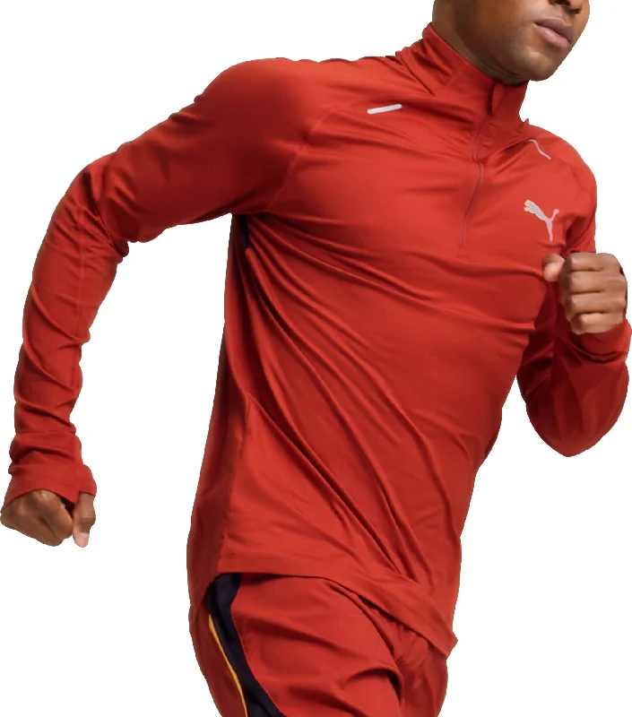 Women's All-Purpose Long Sleeve T-shirt -Puma Run Cloudspun Half Zip Long Sleeve Mens Running Top - Red Women's All-Purpose Long Sleeve T-shirt -Puma Run Cloudspun Half Zip Long Sleeve Mens Running Top - Red