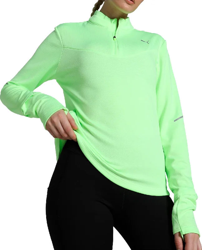 Women's Stylish Long Sleeve T-shirt for Fashionable Comfort -Puma Run Grid Fleece Half-Zip Long Sleeve Womens Running Top - Green Women's Stylish Long Sleeve T-shirt for Fashionable Comfort -Puma Run Grid Fleece Half-Zip Long Sleeve Womens Running Top - Green