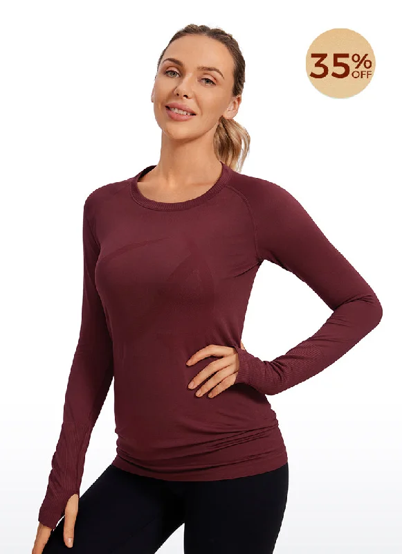 Women's Long Sleeve Tee for Casual or Active Wear -Seamless Long Sleeves with Thumbholes Shirts