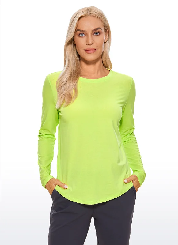Women's Soft and Elegant Long Sleeve T-shirt for Fashion -Pima Cotton Workout Long Sleeve