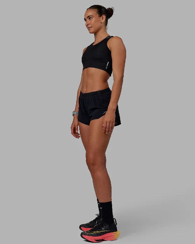 Women's Longline Tank Tops -Race Day Cropped Performance Tank - Black-White