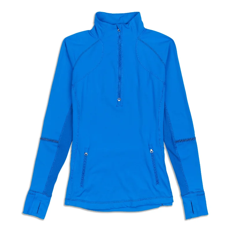 Women's Simple Long Sleeve T-shirt for Everyday Style -Race With Grace Zip Long Sleeve Shirt - Resale