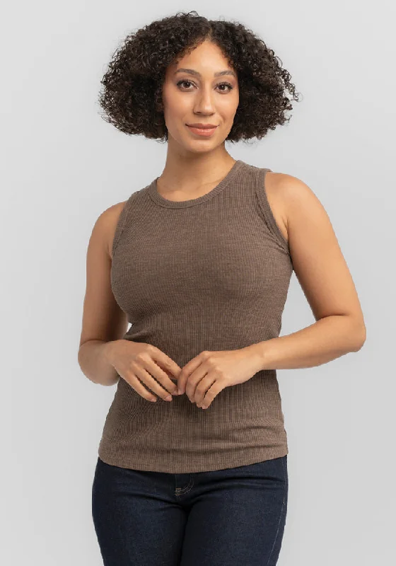 Women's Relaxed Tank Tops for Breezy Days -Raegan Ribbed Tank Top - Simply Taupe