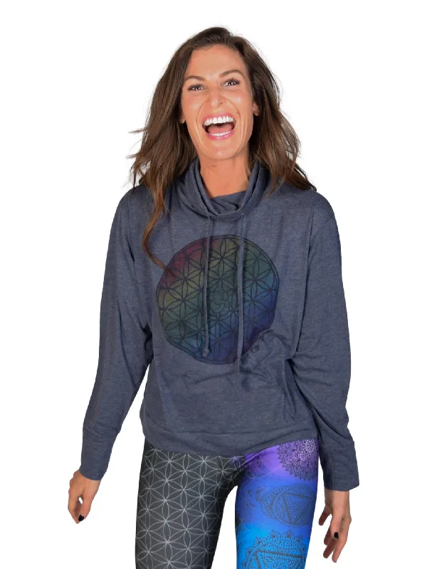 Women's Classic Long Sleeve T-shirt for Fashionable Women -Rainbow Relaxed Mock Neck Long Sleeve Pullover Women's Classic Long Sleeve T-shirt for Fashionable Women -Rainbow Relaxed Mock Neck Long Sleeve Pullover