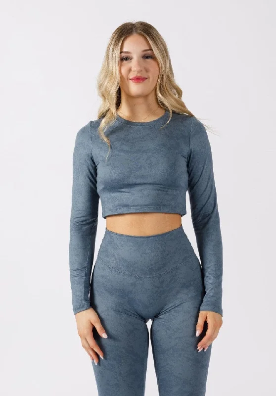 Women's Heavyweight Long Sleeve T-shirt -Reluna™ Long Sleeve Crop Slate