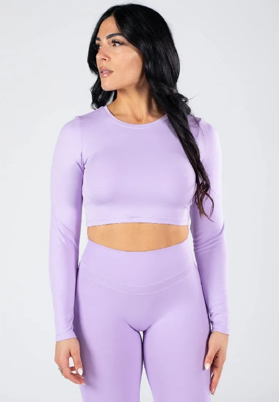 Women's Fitted Long Sleeve T-shirt -Reluna™ Long Sleeve Crop Violet Sky