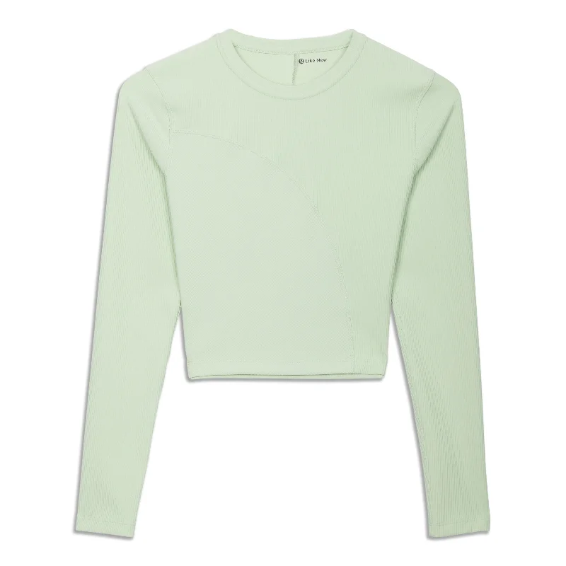 Women's Essential Long Sleeve T-shirt -Ribbed Open-Back Yoga Long Sleeve Shirt - Resale Women's Essential Long Sleeve T-shirt -Ribbed Open-Back Yoga Long Sleeve Shirt - Resale