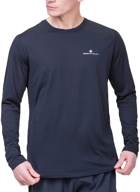 Women's Long Sleeve T-shirt for Layering Under Jackets -Ronhill Core Long Sleeve Mens Running Top - Black