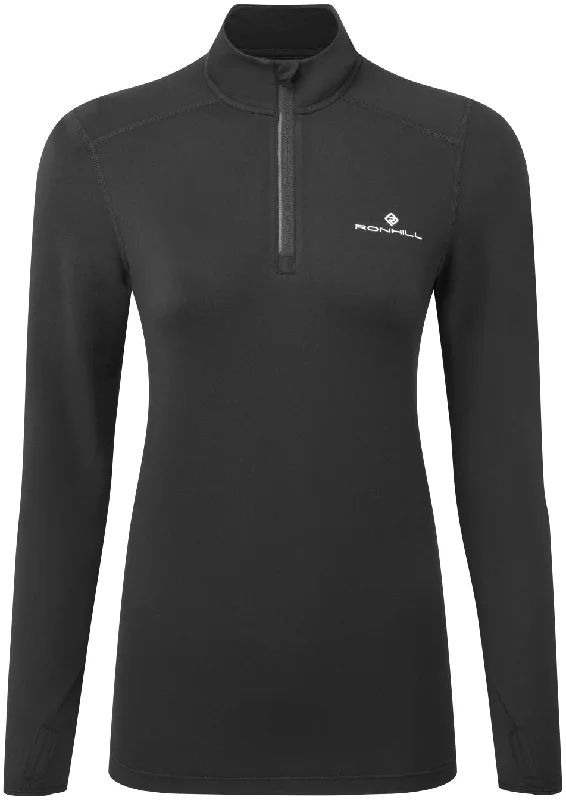 Women's Striped Long Sleeve T-shirt -Ronhill Core Thermal Half Zip Long Sleeve Womens Running Top - Black Women's Striped Long Sleeve T-shirt -Ronhill Core Thermal Half Zip Long Sleeve Womens Running Top - Black