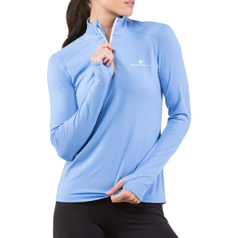 Women's Cool Long Sleeve T-shirt -Ronhill Life Practice Half Zip Long Sleeve Womens Running Top - Blue Women's Cool Long Sleeve T-shirt -Ronhill Life Practice Half Zip Long Sleeve Womens Running Top - Blue