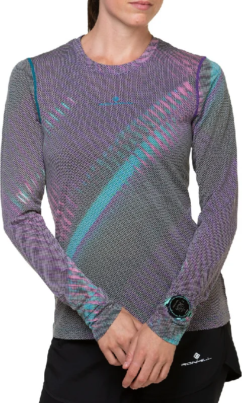 Women's Solid Long Sleeve T-shirt -Ronhill Tech Golden Hour Long Sleeve Womens Running Top - Purple Women's Solid Long Sleeve T-shirt -Ronhill Tech Golden Hour Long Sleeve Womens Running Top - Purple