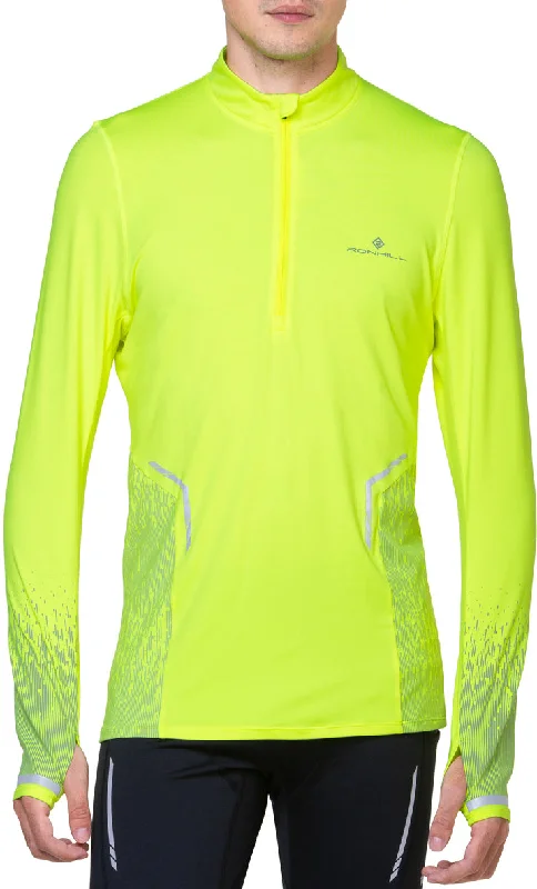 Women's Long Sleeve T-shirt for Relaxed Fit -Ronhill Tech Reflect Half Zip Long Sleeve Mens Running Top - Yellow Women's Long Sleeve T-shirt for Relaxed Fit -Ronhill Tech Reflect Half Zip Long Sleeve Mens Running Top - Yellow