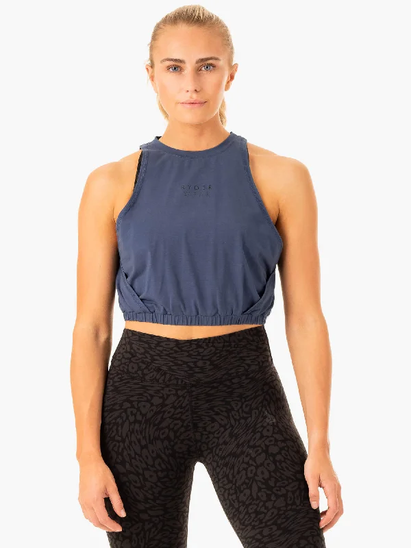 Women's Casual Cotton Tank Tops -Rotation Tank - Navy